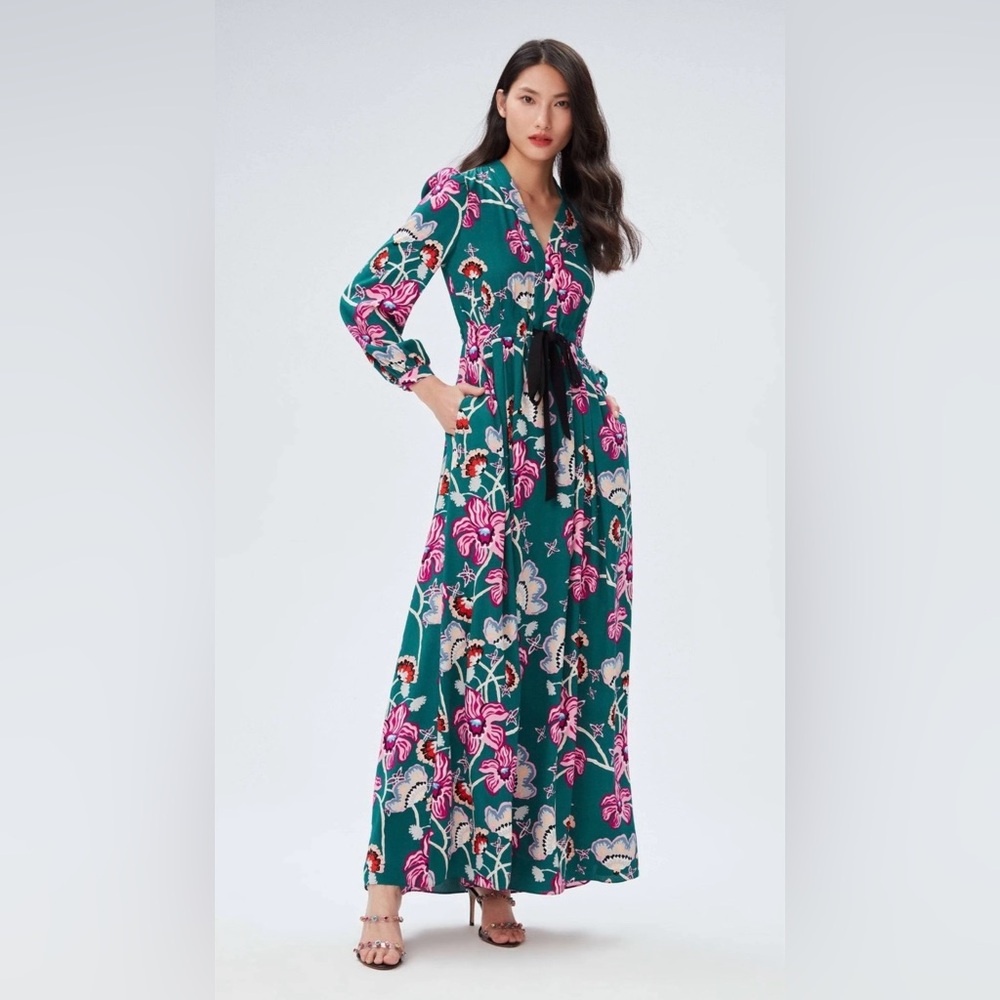 Diane Von Furstenberg Lilo Maxi Dress Green